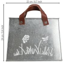 položky Dekoratívna taška, strieborná, biela, hnedá, kovová, kvetináč, D22 cm, 2 kusy