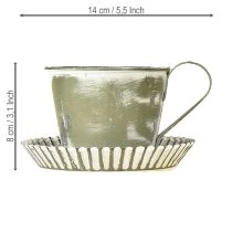 položky Dekoratívny kovový hrnček bielo umývaný antický Ø9cm V8cm 2ks