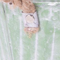 Článok Dekoratívny kvetináč, kovové vedro na sadenie, kvetináč s rúčkami, ružovo-zeleno-žltý shabby chic Ø15cm V13cm 3-dielna sada