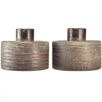 položky Dekoračná váza keramická keramická váza hnedá modrá šedá 12x10,5cm 2ks