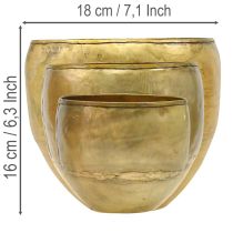 položky Dekoratívne vázy s mosadzným vzhľadom, kovové vázy Ø18/15/12,5 cm, sada 3 kusov