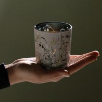 položky Dekoratívny sklenený lampión s dizajnom listu pre štýlové bytové doplnky, 8 cm, 4 kusy