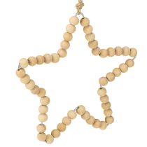položky Vianočné ozdoby: drevené korálky, srdce, hviezda, stromček, výška 13 cm, 6 kusov