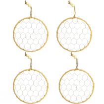 položky Dekoratívne kovové závesné krúžky z rafie, Ø20cm, 4 kusy, boho dekorácia na stenu, dekorácia na okno