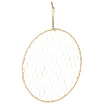 položky Dekoratívny kovový prsteň Ø38cm, závesná dekorácia, rafia, strieborná, prírodná, boho dekorácia na stenu, všestranné zdobenie, 4 kusy