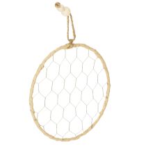 položky Dekoratívne kovové závesné krúžky z rafie, Ø20cm, 4 kusy, boho dekorácia na stenu, dekorácia na okno