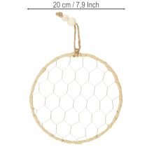 položky Dekoratívne kovové závesné krúžky z rafie, Ø20cm, 4 kusy, boho dekorácia na stenu, dekorácia na okno