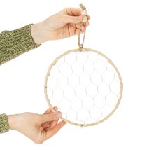 položky Dekoratívne kovové závesné krúžky z rafie, Ø20cm, 4 kusy, boho dekorácia na stenu, dekorácia na okno