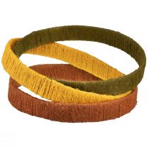 položky Ozdobný prsteň jutové pútko žltá okrová hnedá 4cm Ø30cm 3ks