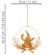 položky Vianočný ozdobný prsteň, sob v kruhu, Santa Claus s darčekom, kovová dekorácia, hrdzavý povrch, Ø18 cm, sada 2 kusov