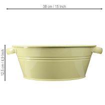 položky Dekoratívna kovová misa, zeleno-žltá, kvetinová misa s uchom, Ø33,5 cm