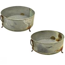 položky Dekoratívna miska s nožičkou kovová rukoväť hrdza 42/46,5 cm sada 2 ks