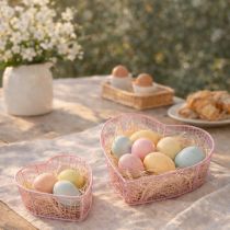 položky Drôtené košíky, v tvare srdca, na dekoráciu a organizáciu, 20 cm, sada 4 kusov