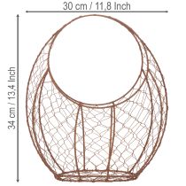 položky Drôtený košík, kovový kvetináč, jarná dekorácia, veľkonočný košík, hnedý, hrdzavý povrch, V34cm D30cm