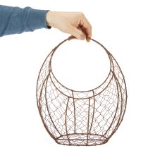 položky Drôtený košík, kovový kvetináč, jarná dekorácia, veľkonočný košík, hnedý, hrdzavý povrch, V34cm D30cm