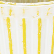 položky Vedro na sadenie, kvetináč s rúčkami, kovová dekorácia ružová/zelená/žltá shabby chic Ø16,5 cm V15 cm 3-dielna sada