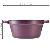 Článok Vedro s rúčkami, kovový kvetináč, fialový, Ø22,5 cm, V10,5 cm