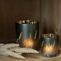 položky Elegantný dekoratívny lampáš s motívom trávy pre útulné bývanie, 12,5 cm, 2 kusy.