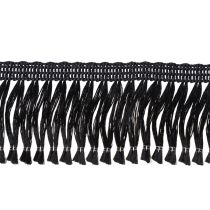 položky Čierna strapcová stuha 4 cm, kordónový lem, ozdobný lurex so strapcami 25 m