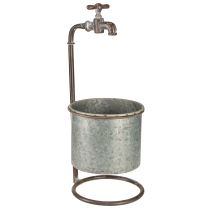položky Záhradná dekorácia kovový kvetináč s kohútikom Ø16,5cm V42cm