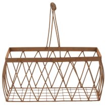 položky Kovový drôtený košík, hrdzavý vzhľad, 28x13,5x14cm, 2 kusy