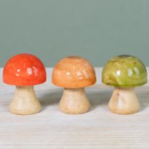 položky Drevené huby jesenná dekorácia huby zelená červená oranžová V6,5cm 9 ks