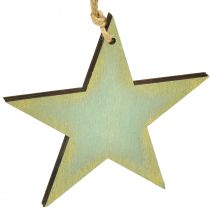 položky Drevené hviezdičky na zavesenie okennej dekorácie mint zlatá 12/20/26cm sada 3 ks