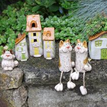 položky Rustikálny keramický domček s jasným LED svetlom, ideálny ako atmosférická dekorácia stola, 15 cm, 2 kusy