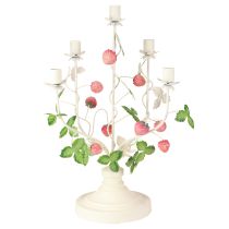 Článok Svietnik 5-ramenný krémová kovová dekorácia jahoda V44cm