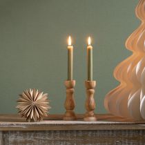 položky Svietnik drevená stolová dekorácia na sviečky kónické H17cm 2 ks