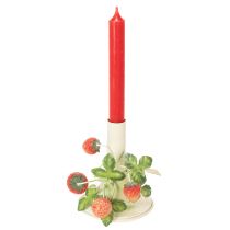 položky Kovový svietnik s jahodovou dekoráciou, letný krém, V13cm