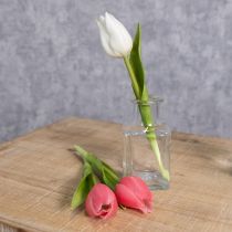 položky Umelý tulipán, realistická dekorácia, odolný umelý kvet do domácnosti, 21 cm, 6 kusov