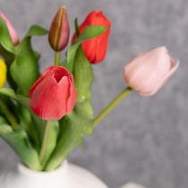 položky Kytica umelých tulipánov, farebná, realistická dekorácia, vysoká kvalita do domácnosti, 43 cm, 7 kusov