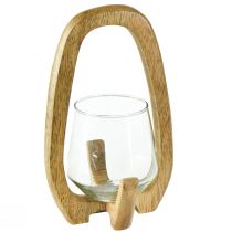položky Lampáš drevený sklenený lampáš dekorácia do obývačky Ø12cm V20cm