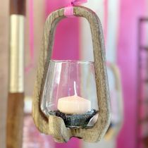 položky Lampáš drevený sklenený lampáš dekorácia do obývačky Ø12cm V20cm