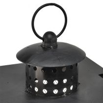 položky Veľký kovový lampáš s drôtenými oknami v starožitnej šedej - 19x36x60 cm - ozdobný lampáš s rúčkou na prenášanie