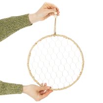 položky Boho kovový ozdobný prsteň, strieborný, Ø28cm s prírodnou rafiou, sada 4 kusov - závesná dekorácia, dekorácia na stenu