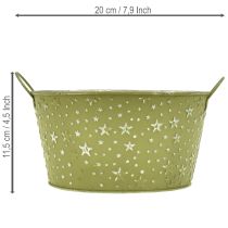 položky Kovová miska s hviezdičkami a rúčkami, zelená, Ø20cm, V11,5cm