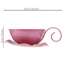 položky Kovový hrnček Ø16cm V9cm Dekoratívny hrnček s podšálkou ružový 2ks