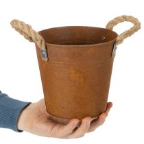 položky Kovový hrniec s rúčkami, bylinkár, hrdzavá dekorácia Ø16,5 cm V15 cm