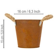 položky Kovový hrniec s rúčkami, bylinkár, hrdzavá dekorácia Ø16,5 cm V15 cm