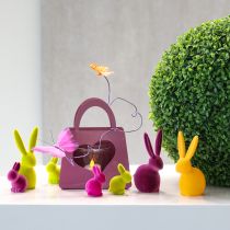 položky Mini zajačiky Farebné veľkonočné zajačiky flockované rôzne – 2. výber – výška 6cm 12 ks