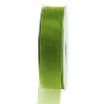 položky Organzová stuha zelená darčeková stuha tkaný okraj olivovozelená 25mm 50m