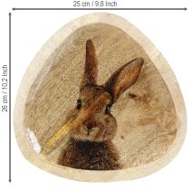 položky Veľkonočný tanier Drevený dekoratívny tanier Králik vo vajci Natural 25x26cm