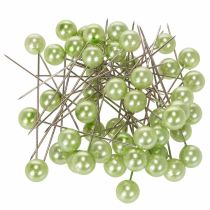 Článok Špendlíky s perleťovou hlavičkou, jablkovo zelené, Ø10mm, 60mm