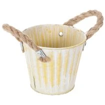 položky Vedro na kvetináč, kovový kvetináč s rúčkami, dekoratívny kvetináč, ružová/zelená/žltá, shabby chic, Ø12 cm, V10 cm, sada 3 kusov