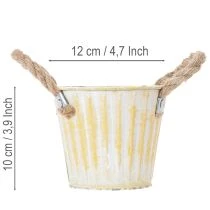položky Vedro na kvetináč, kovový kvetináč s rúčkami, dekoratívny kvetináč, ružová/zelená/žltá, shabby chic, Ø12 cm, V10 cm, sada 3 kusov