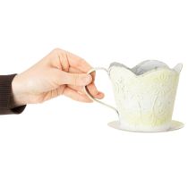 položky Kvetináč, ozdobný držiak na kávový filter, kovový pohár na sadenie, zeleno-biela kvetinová dekorácia, shabby chic, V11cm Ø11cm