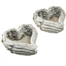 položky Rastlinné srdiečko pierka liaty kameň srdiečko sivobiele 13×12×6cm 2ks