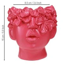 položky Plant Head Polyresin Bust Planter Pink 13,5×13×14cm
